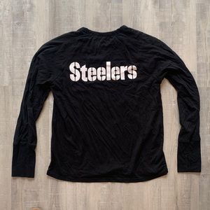 Pittsburgh Steelers DKNY Sport Black Gabby Mesh Long Sleeve T-Shirt Size Medium